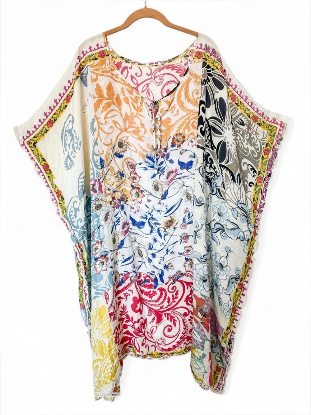 Johnny Was Multi-Color Floral Boho Silk Caftan Tunic Women’s- Size: OSFA